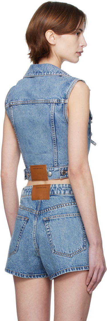 Liivi Alexander Wang Alexander Wang Clear Bead Hotfix Cropped Denim Vest Sininen | 1WC1251603, 2