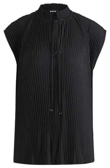 Tankkitoppi BOSS Stretch Sleeveless Plissé Top Musta | 50546364