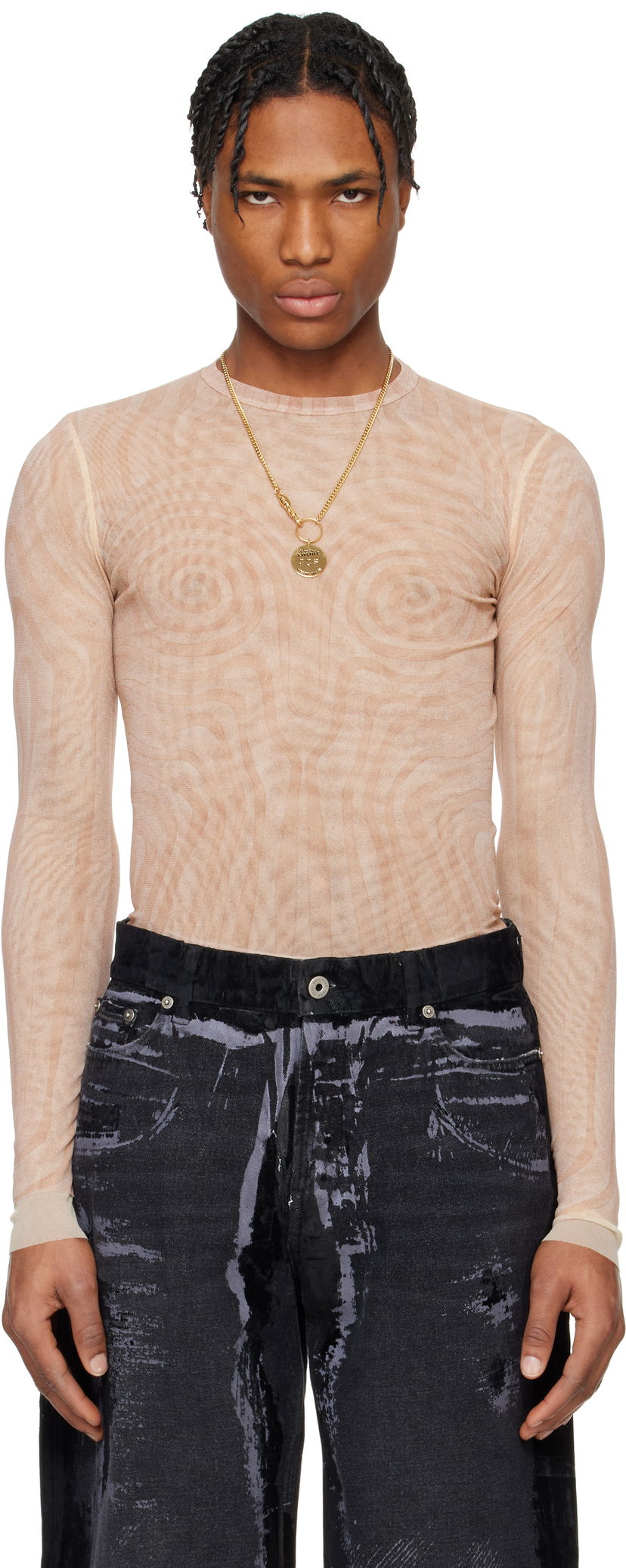 T-paita Jean Paul Gaultier Jean Paul Gaultier 'The Spirale' Long Sleeve T-Shirt Beige | 25/34-F-TO270-T587-2026