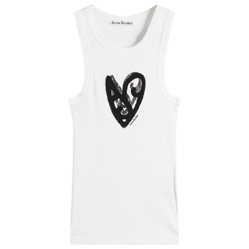 Tankkitoppi Acne Studios Women's Sleeveless T-Shirt with AS Heart Print Valkoinen | CL0358-183