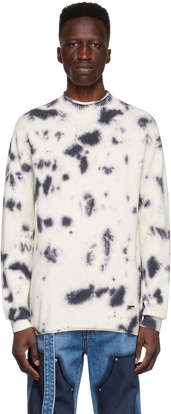 Villapaita We11done Tie-Dye Wool Sweater Valkoinen | WD-KT1-22-604-U-BK
