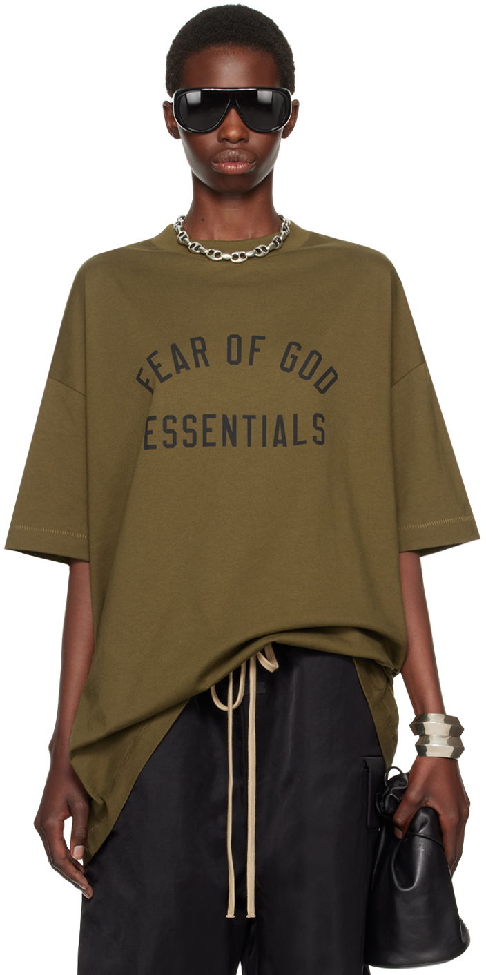 T-paita Fear of God Fear of God Essentials Crewneck T-Shirt Vihreä | 125BT244194F