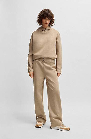 Huppari BOSS Cotton-Blend Hoodie with Monogram Beige | 50532026, 1