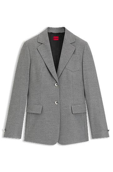Takki BOSS Regular-fit Melange Stretch Flannel Blazer Harmaa | 50547587, 0