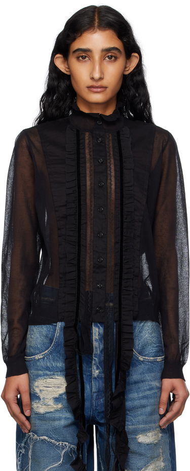 Paita Ann Demeulemeester Ann Demeulemeester Monya Sheer Ruffle Blouse Musta | B0012852-KN008-099, 0