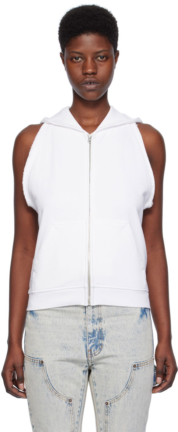 Huppari We11done Sleeveless Zip Hoodie Valkoinen | WD-TJ0-24-756-W-WH