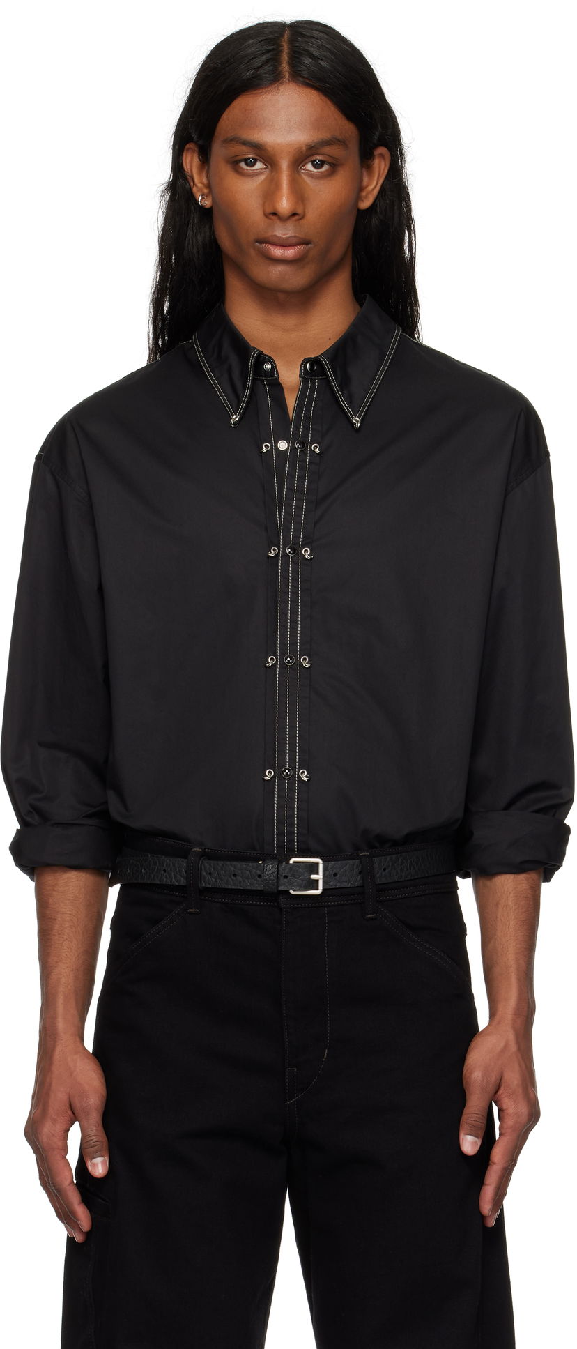 Paita LEMAIRE Lemaire Embellished Metal Shirt Musta | SH1147 LF1207