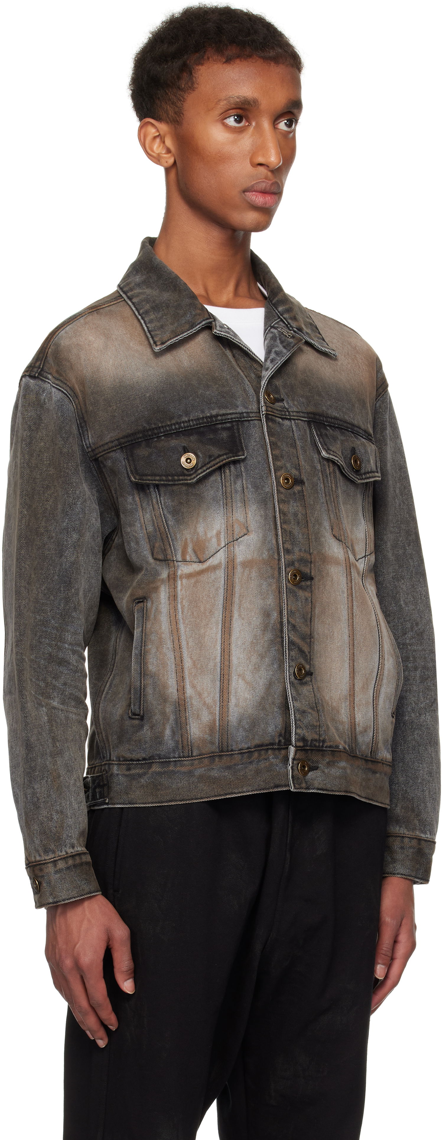Takki We11done We11done Washed Denim Jacket Harmaa | WD-DJ3-24-315-U-BK, 1
