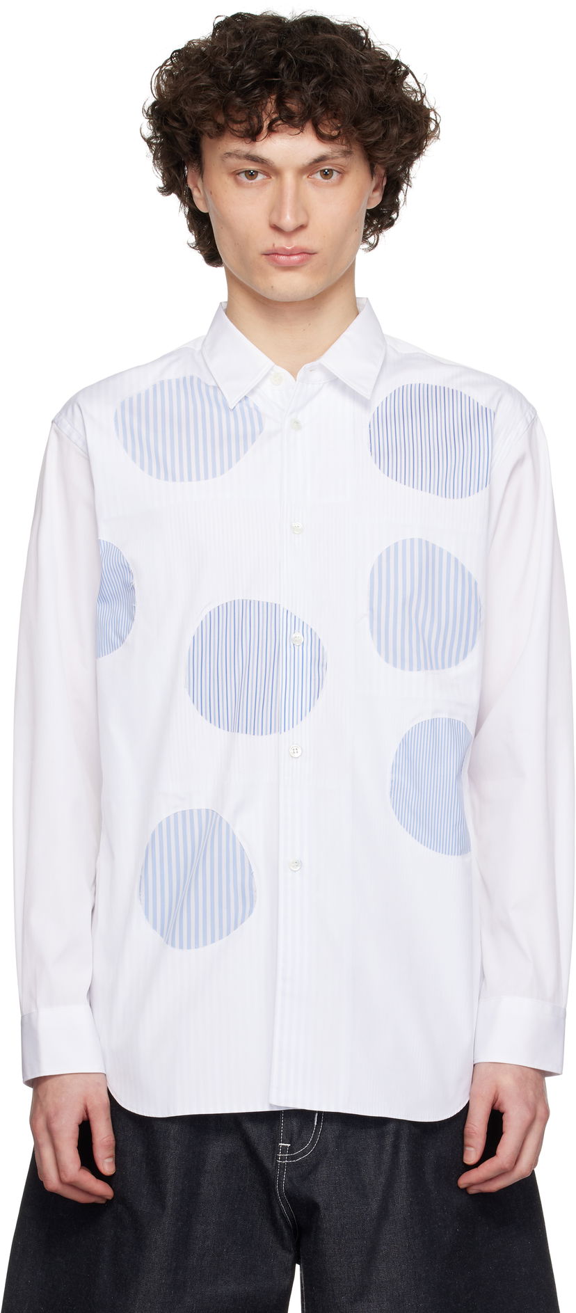 Paita Comme des Garçons Comme des Garçons Shirt Plain & Stripe Shirt Valkoinen | FO-B015-S25