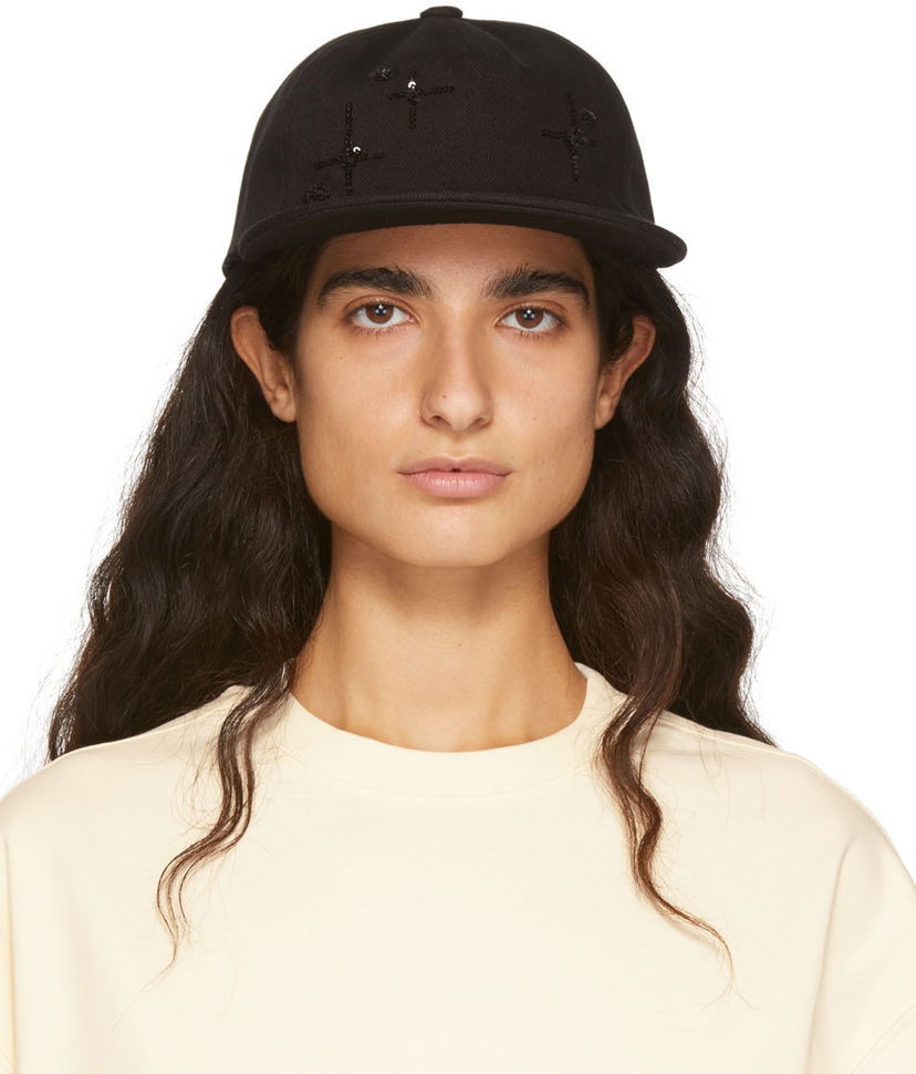 Korkki We11done Sequin Baseball Cap Musta | WD-AH1-22-404-U-BK