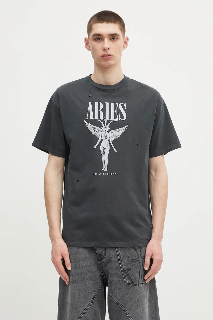 T-paita Aries Aries Destroyed Nirvana SS Graphic T-Shirt Musta | AR6001803