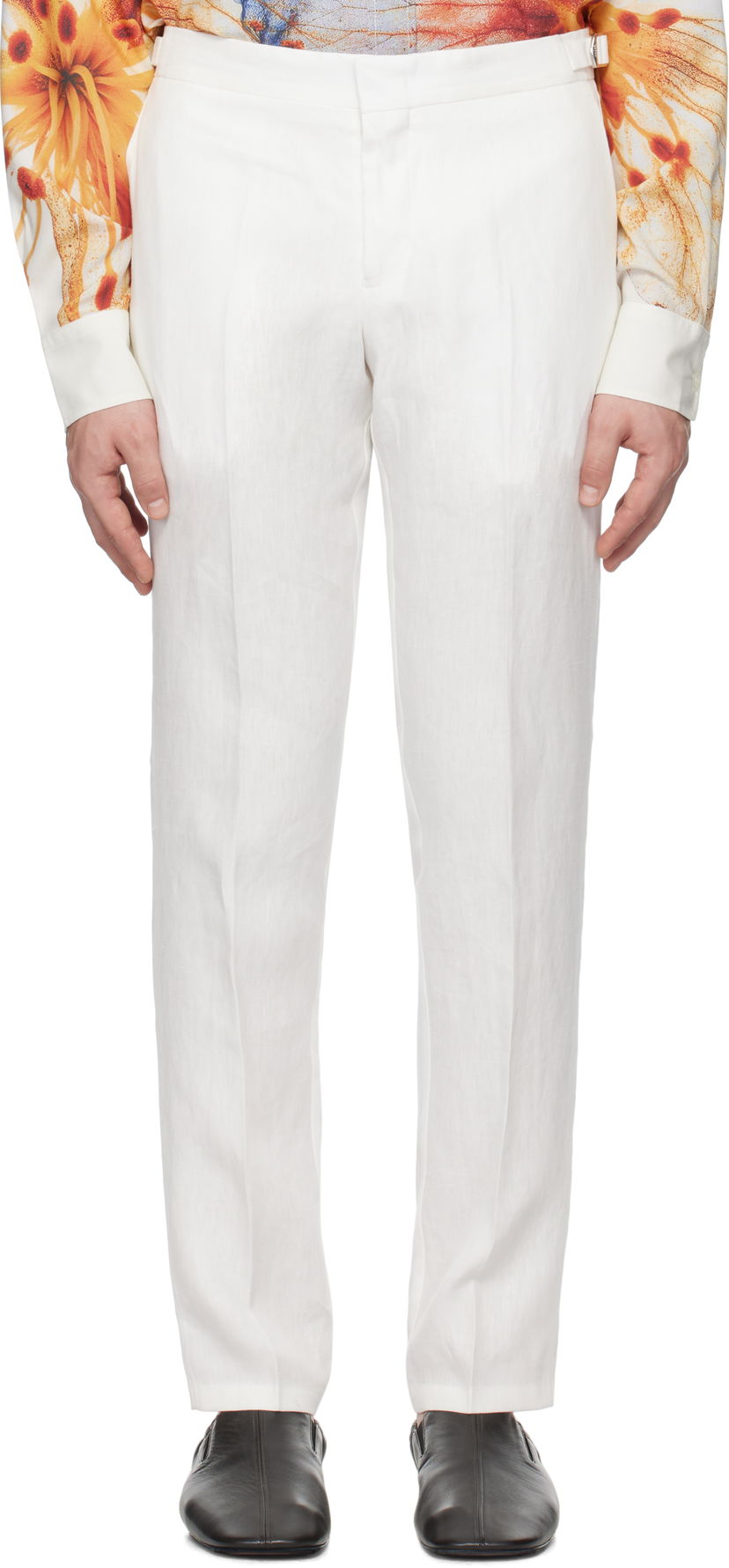 Housut Orlebar Brown Orlebar Brown Griffon Linen Trousers Valkoinen | 280107