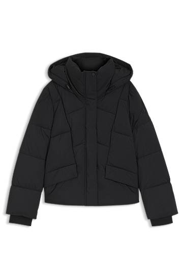 Puffer takki BOSS Padded Hooded Jacket with Piped Details Musta | 50546845