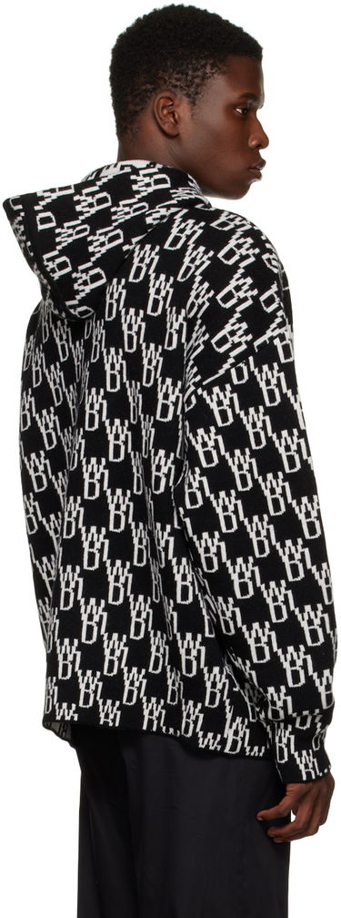 Huppari We11done We11done Jacquard Knit Hoodie Musta | WD-KT3-22-628-U-BK, 2