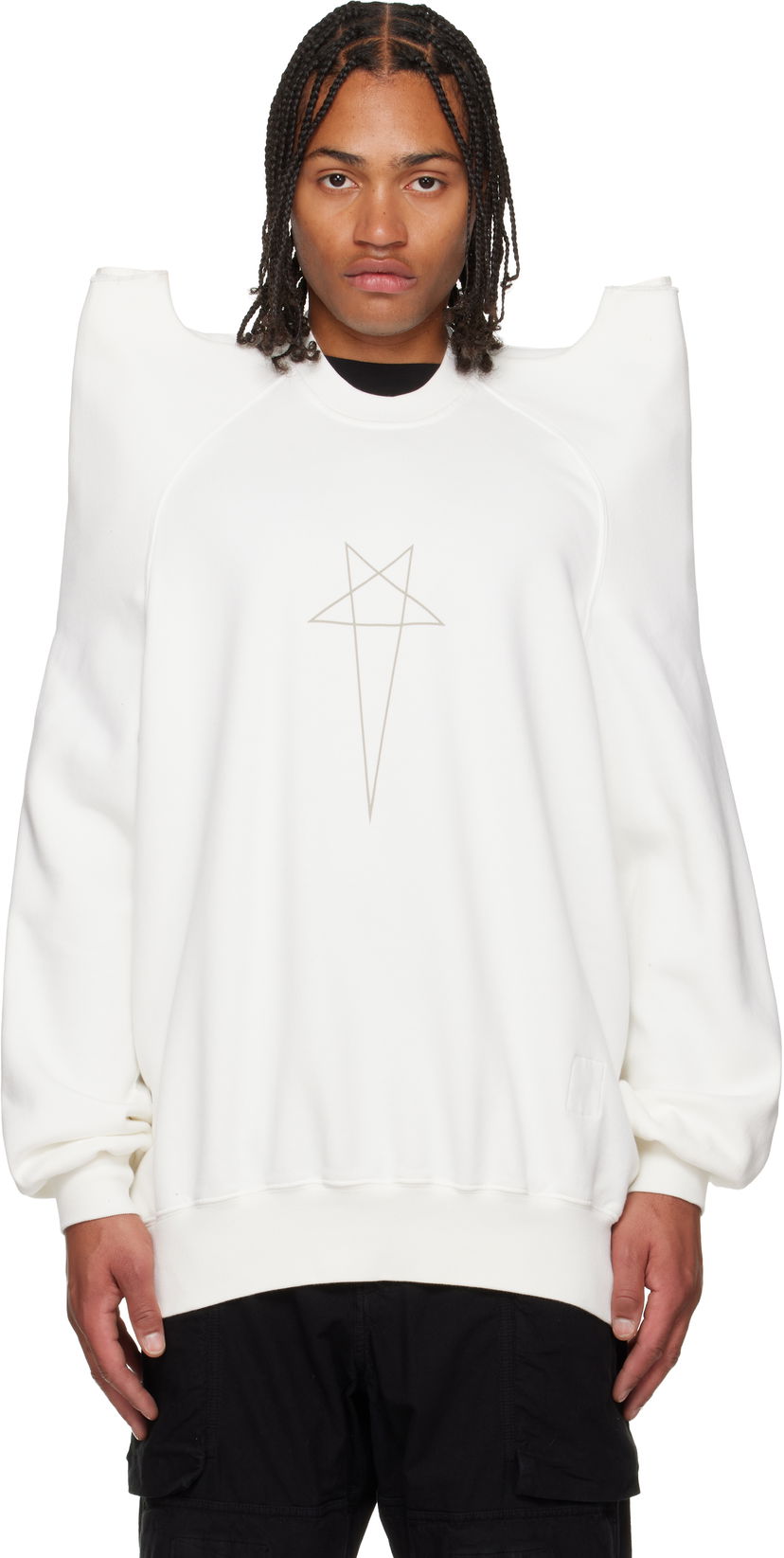 Huppari Rick Owens Concordians Tecsweat Padded Shoulder Sweatshirt Valkoinen | DU02E7272 FEP3