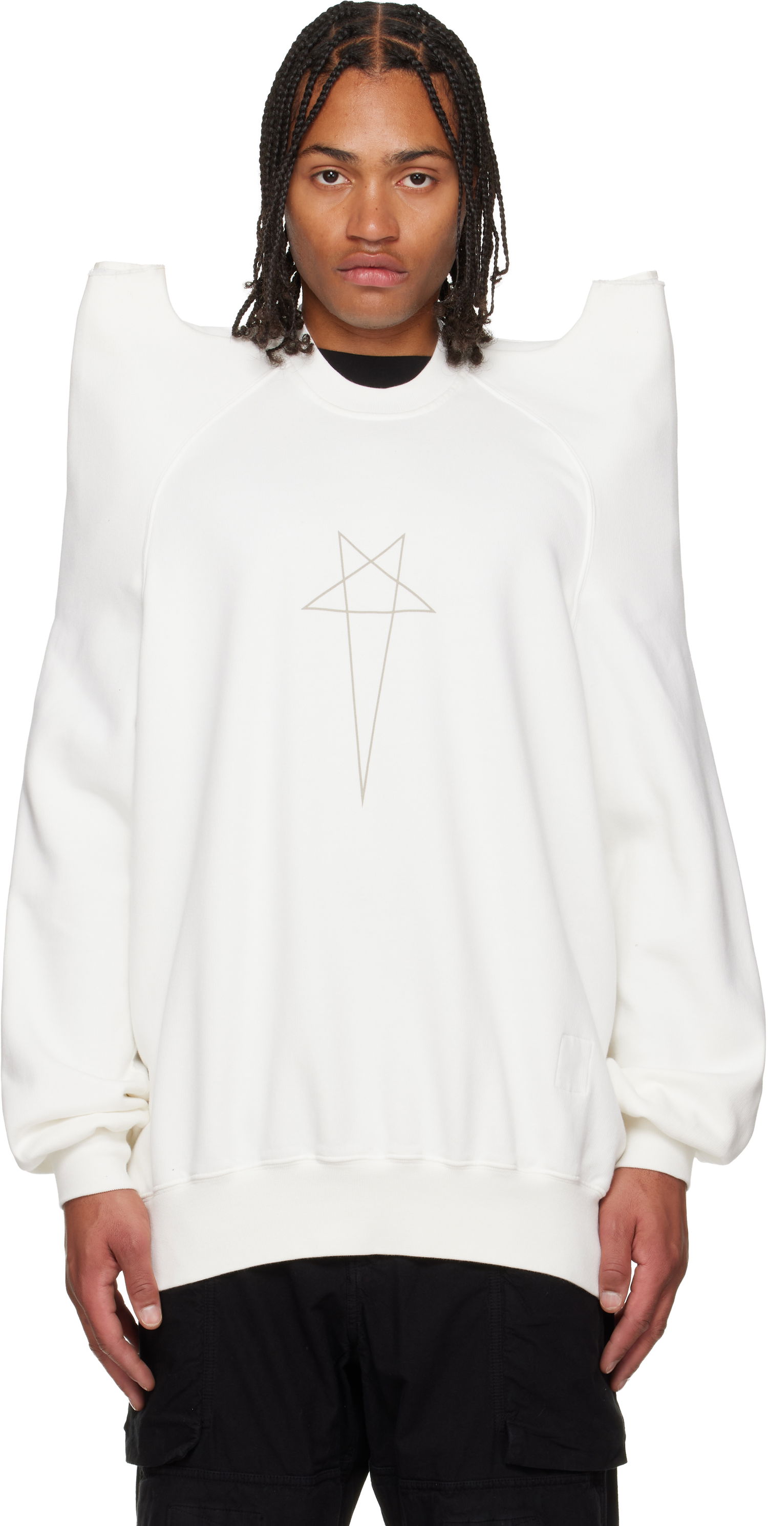 Huppari Rick Owens Concordians Tecsweat Padded Shoulder Sweatshirt Valkoinen | DU02E7272 FEP3, 0
