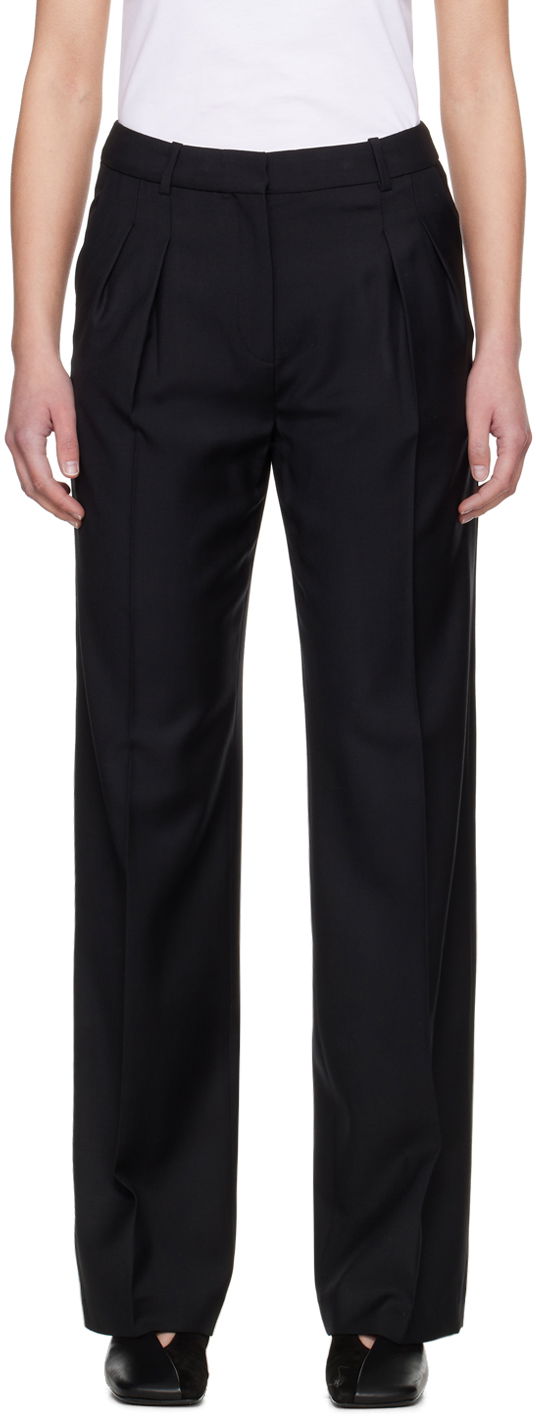 Housut Loulou de Saison Loulou de Saison Sbiru Pleated Trousers Musta | SBIRU