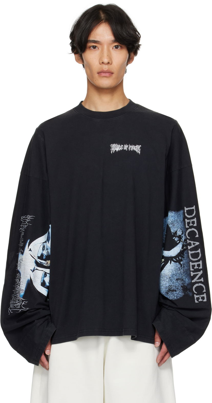 T-paita VETEMENTS Vetements Cradle of Filth 'Decadence' Cut-Up Longsleeve T-Shirt Musta | UCF76LS980B