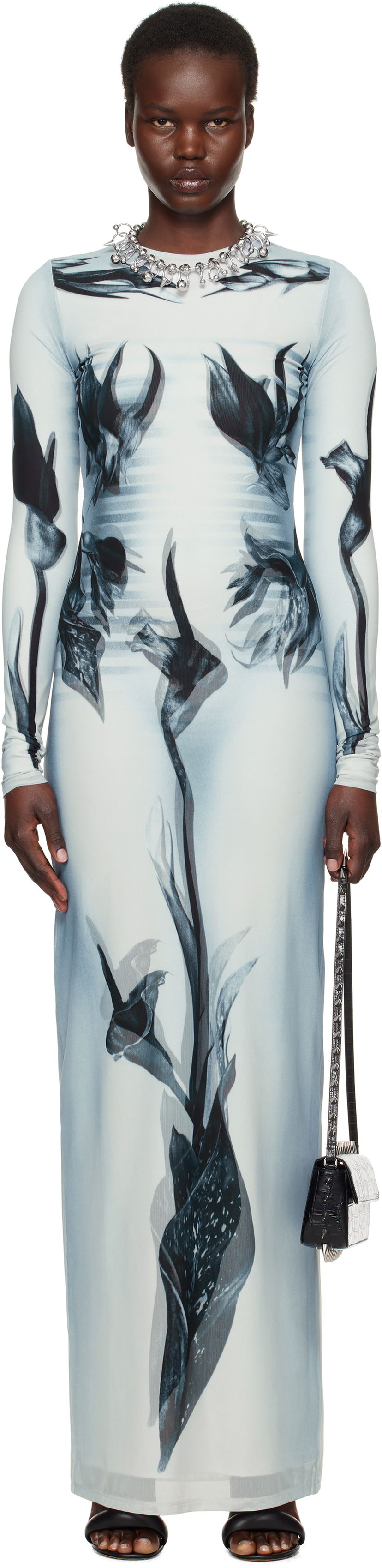 Mekko Jean Paul Gaultier Jean Paul Gaultier 'The Flower Body Morphing Marinière' Maxi Dress Sininen | 25/33-F-RO371-T581-010200