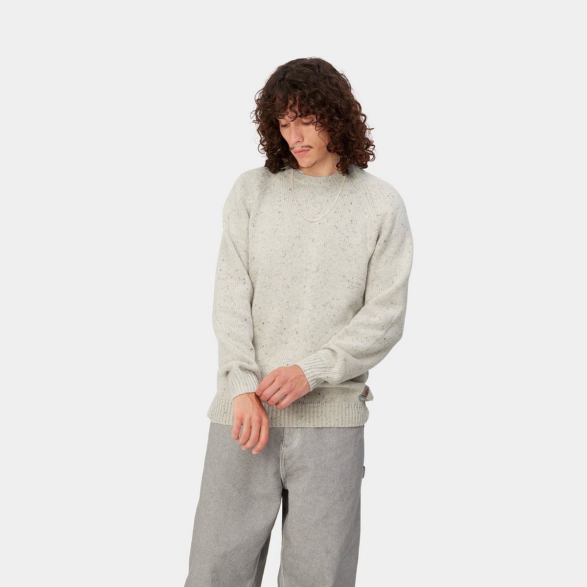 Huppari Carhartt WIP Anglistic Sweater "Speckled Salt" Harmaa | I010977_1T7_XX, 1