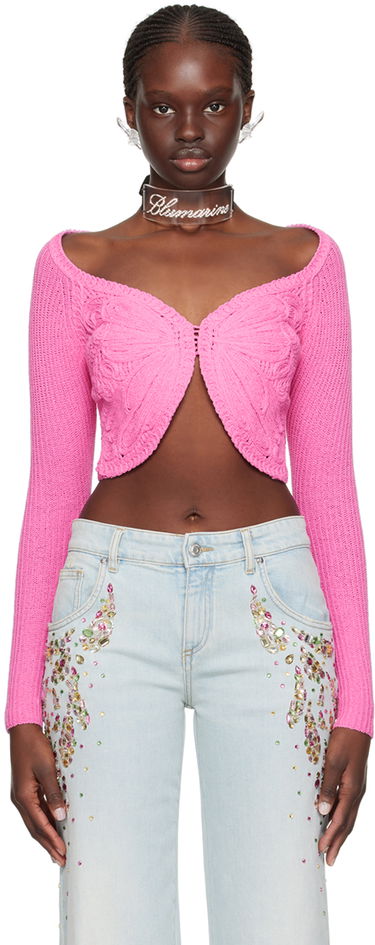 Crop top Blumarine Embroidered Cropped Cardigan Vaaleanpunainen | P422M450A, 0