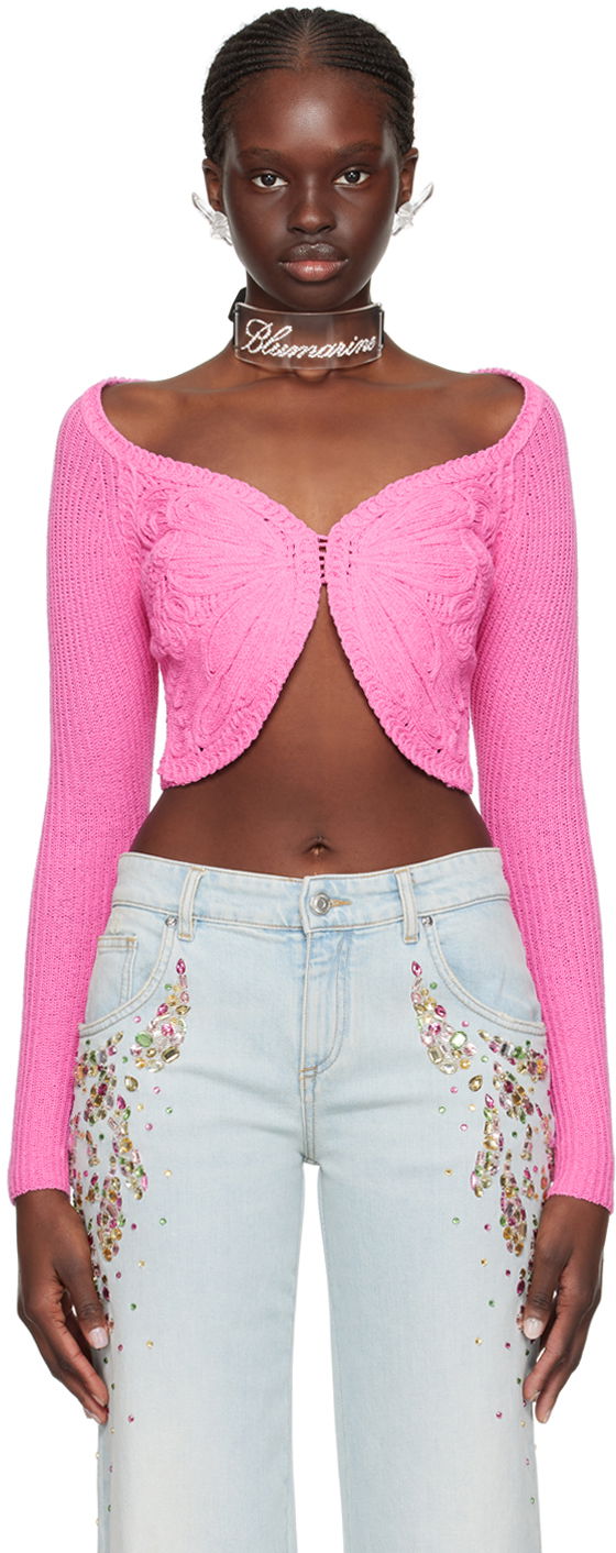 Crop top Blumarine Embroidered Cropped Cardigan Vaaleanpunainen | P422M450A, 0