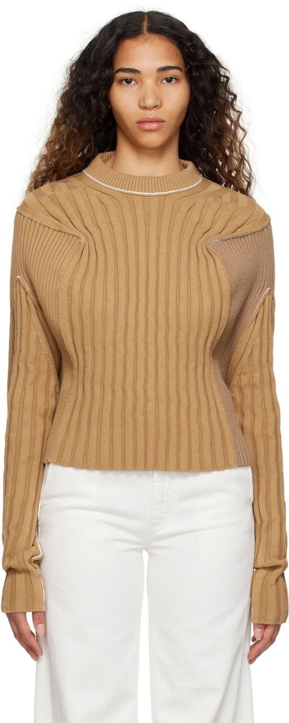 Villapaita Maison Margiela Paneled Ribbed Sweater Ruskea | S52GP0126 S18165