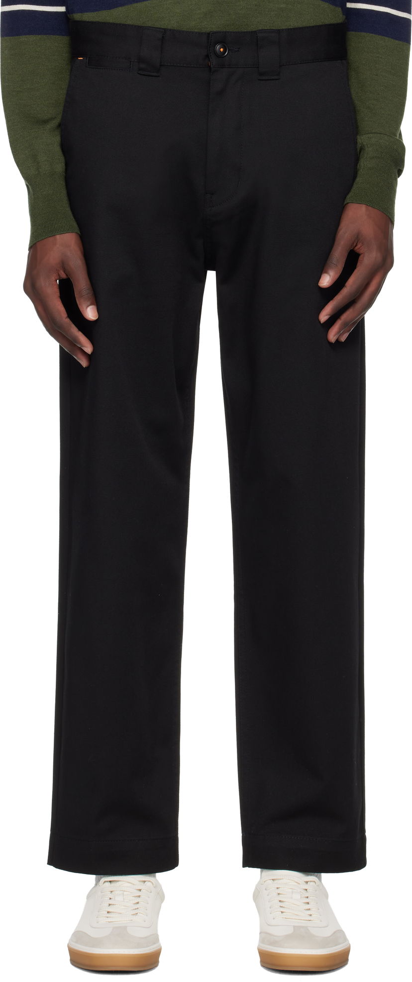 Housut BOSS BOSS Logo Patch Straight Leg Trousers Musta | 50545304