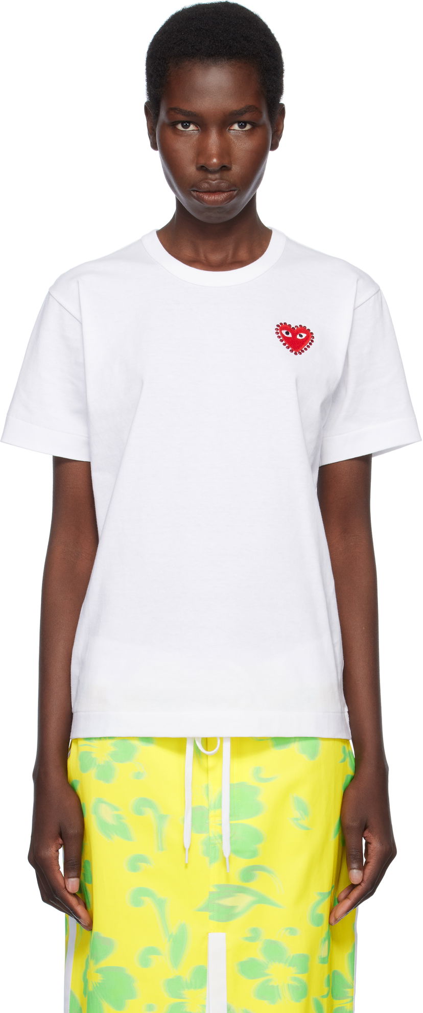 T-paita Comme des Garçons CDG Play Rhinestone Heart T-Shirt Valkoinen | AX-T801-051