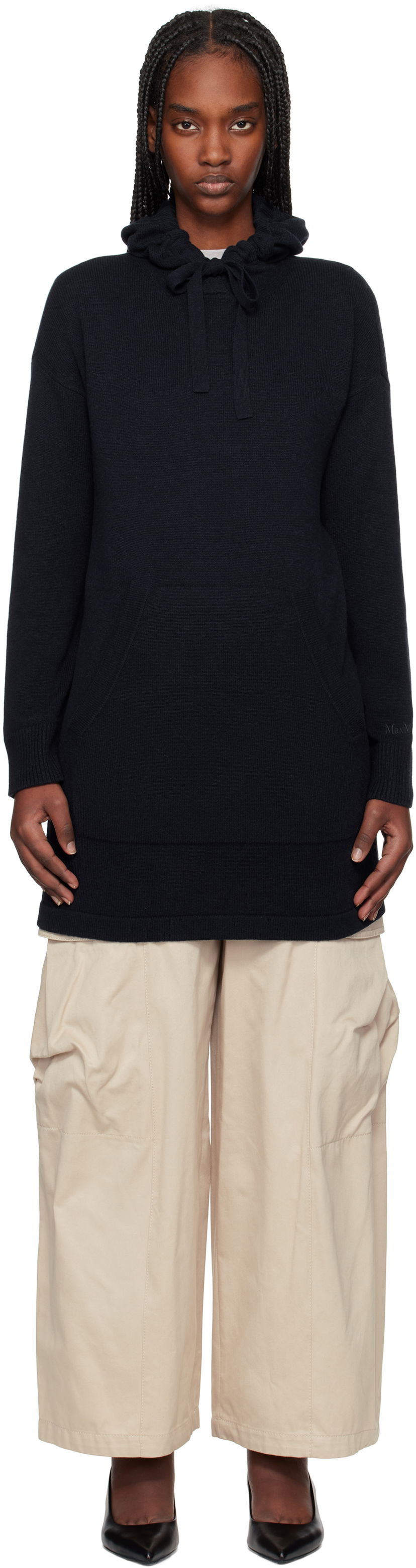 Huppari Max Mara Max Mara Fiaba Hoodie Dress Tummansininen | 2519321011600