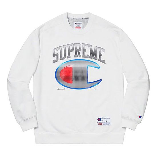 Villapaita Supreme Chrome Crewneck Crossover Sweatshirt by Supreme x Champion Valkoinen | SUP-SS19-10249