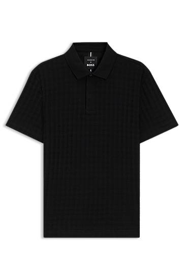 Poolopaita BOSS Porsche x BOSS Houndstooth-Jacquard Mercerized Cotton Polo Shirt Musta | 50543666