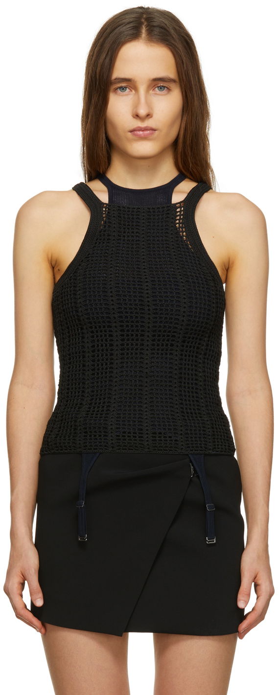 Tankkitoppi Dion Lee Dion Lee Open Crochet Tank Top Musta | C7042R22
