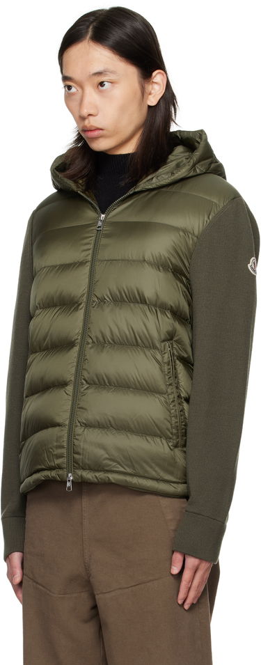 Puffer takki Moncler Moncler Padded Wool Zip-Up Down Hoodie Vihreä | K20919B00006M1131, 3