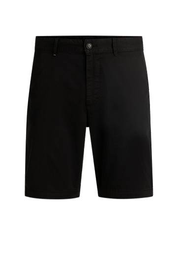 Shortsit BOSS Slim-Fit Stretch Cotton Twill Shorts Musta | 50536723