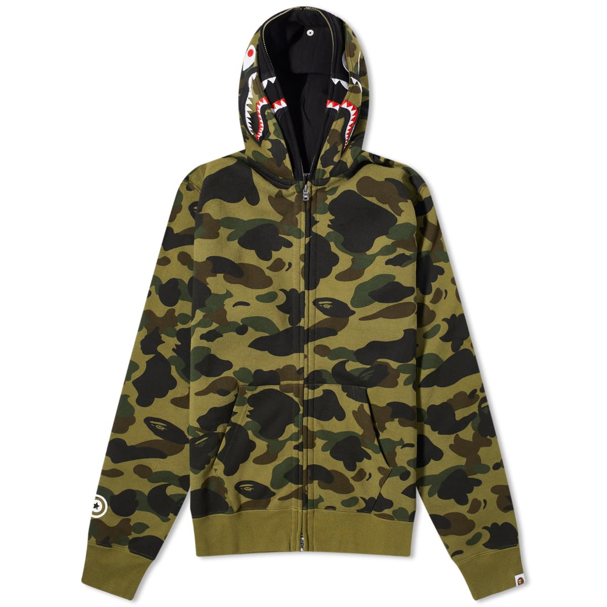 Huppari BAPE 1St Camo Double Shark Full Zip Hoodie Vihreä | 001ZPJ802004L-GRN, 0