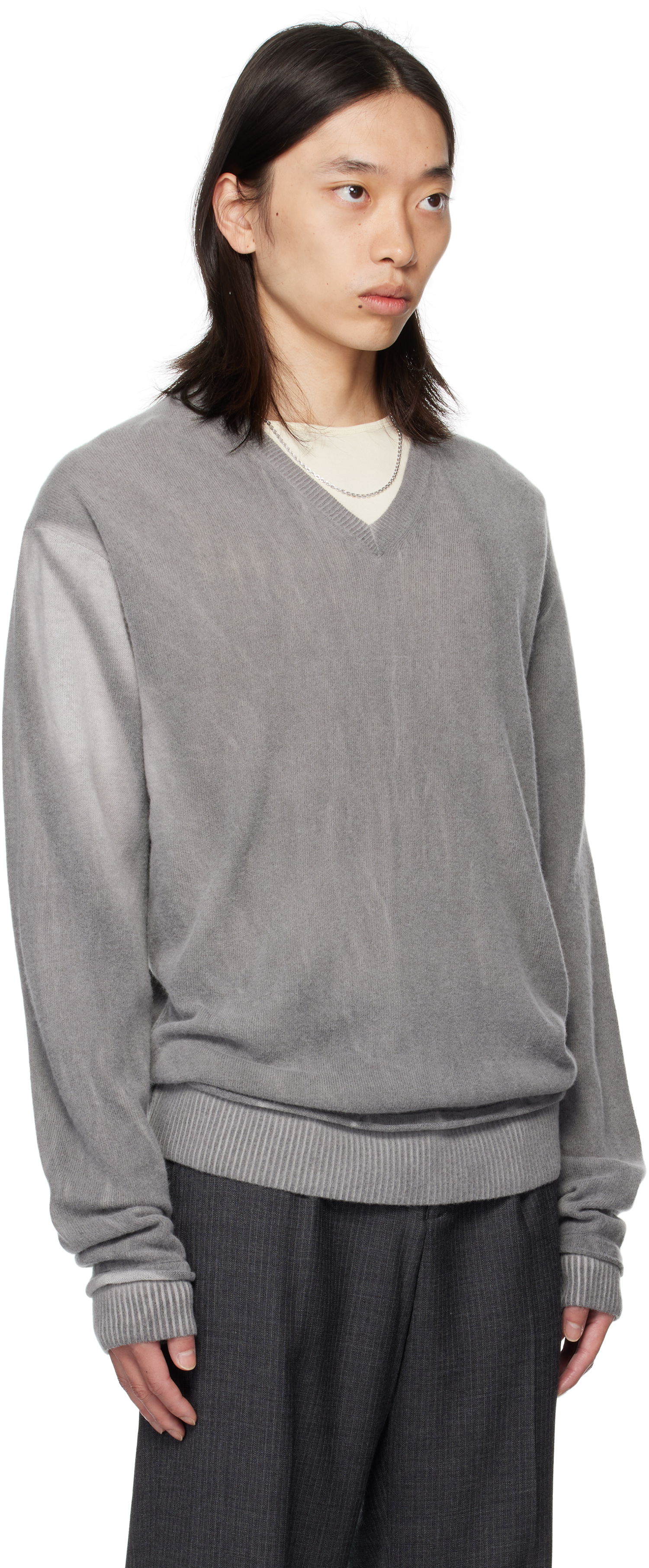 Villapaita OUR LEGACY Our Legacy Parallel V-Neck Sweater Harmaa | M4253PGS, 1