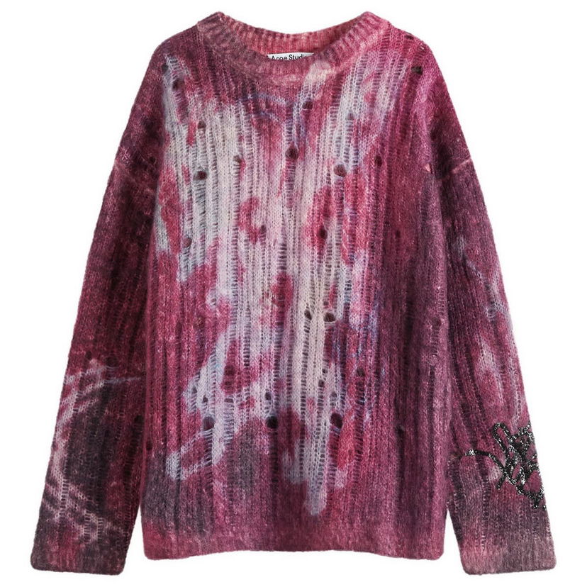 Villapaita Acne Studios Acne Studios Distressed Mohair Crew Neck Knit Violetti | B60359-AD8