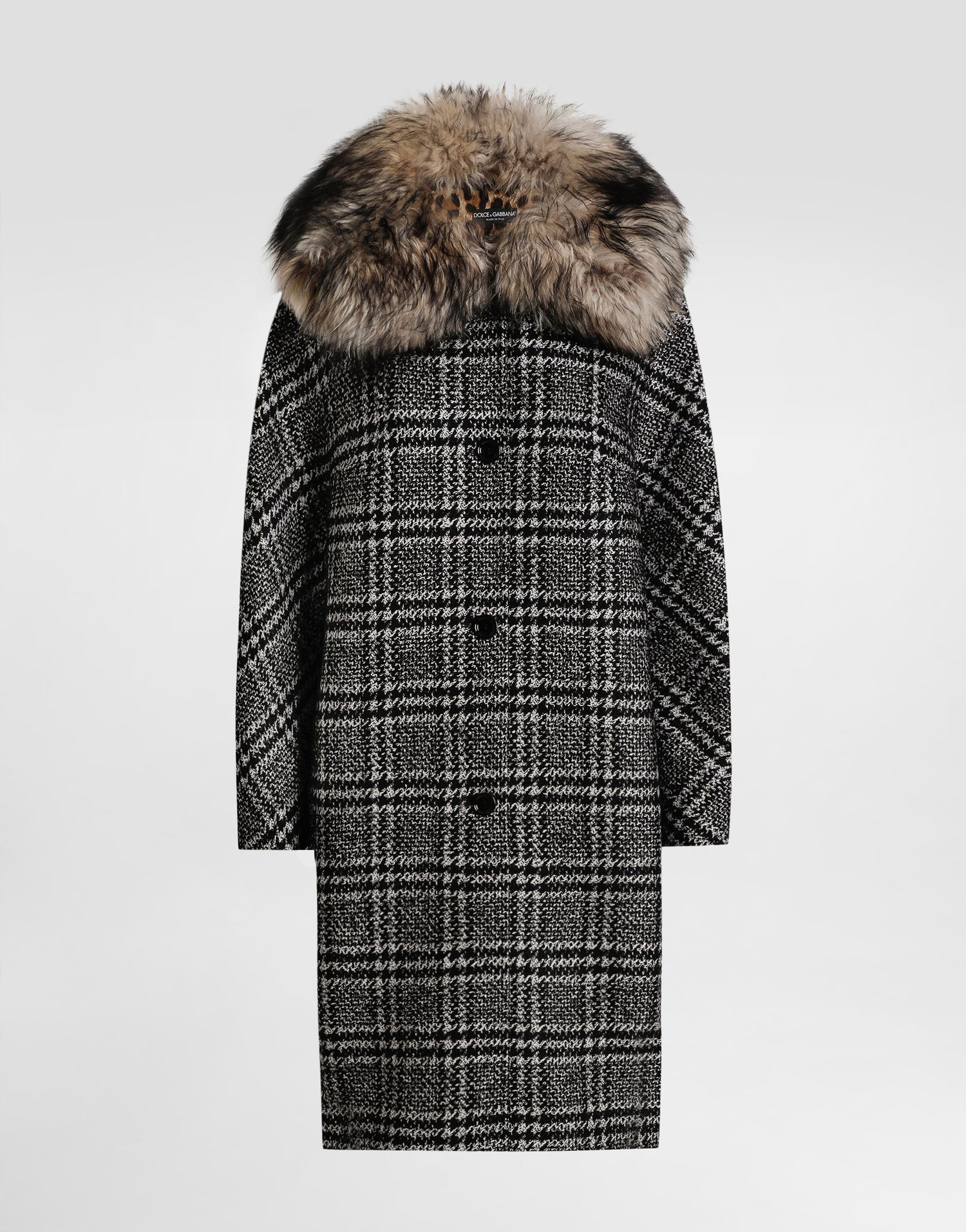 Takit Dolce & Gabbana Glen Plaid Coat with Fur Collar Monivärinen | F0GHGTFQZAHS8100, 0
