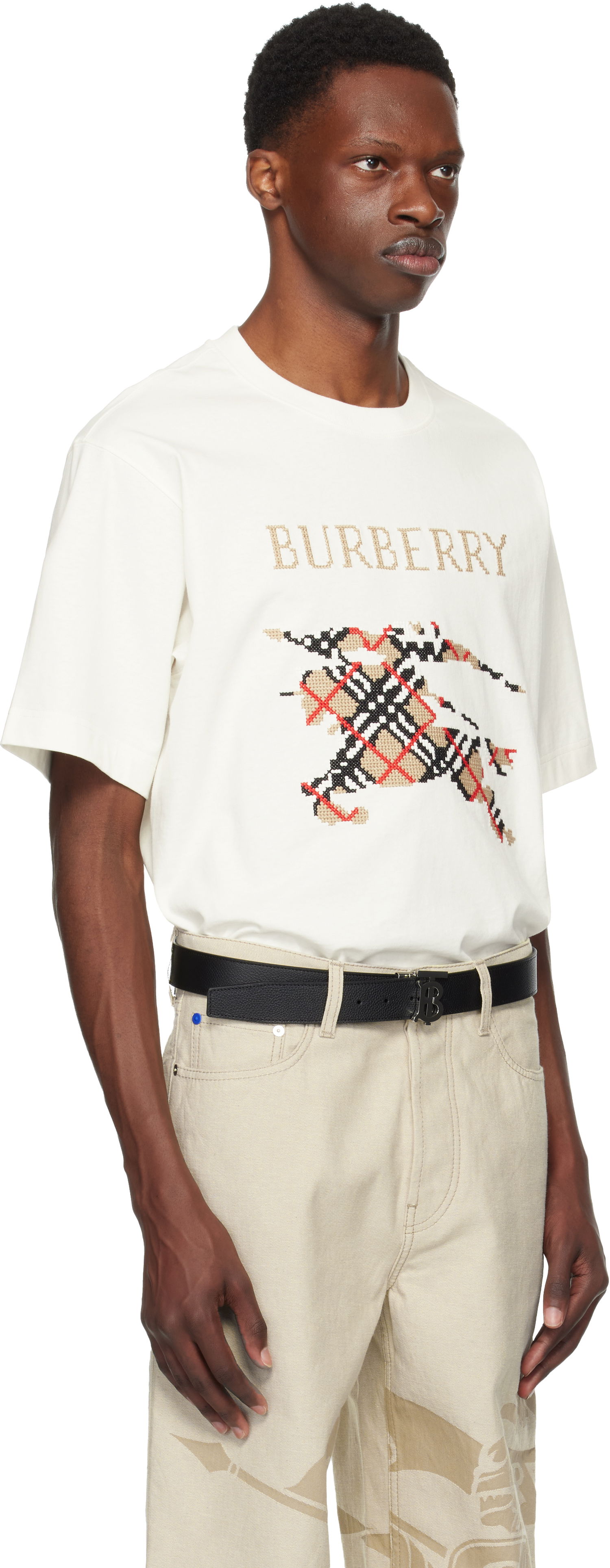 T-paita Burberry Cross Stitch EKD Cotton T-Shirt Valkoinen | 8110116, 1