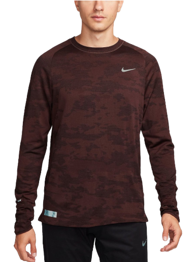 T-paita Nike M NK TFADV RUN DVN LS Burgundia | fb8538-227