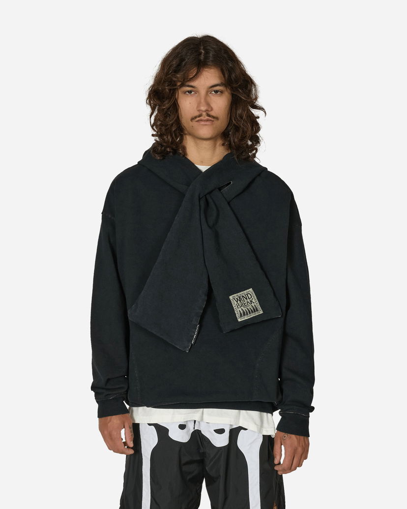 Huppari KAPITAL Attached-Scarf Hoodie Musta | EK-1606LC I-B