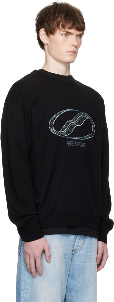 Villapaita We11done We11done Logo Rhinestone Knit Pullover Musta | WD-KO2-25-652-U-BK, 1