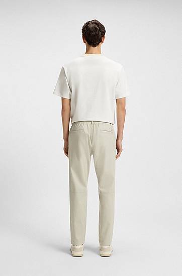 Housut BOSS Regular-Fit Cotton-Blend Twill Trousers Beige | 50542986, 1