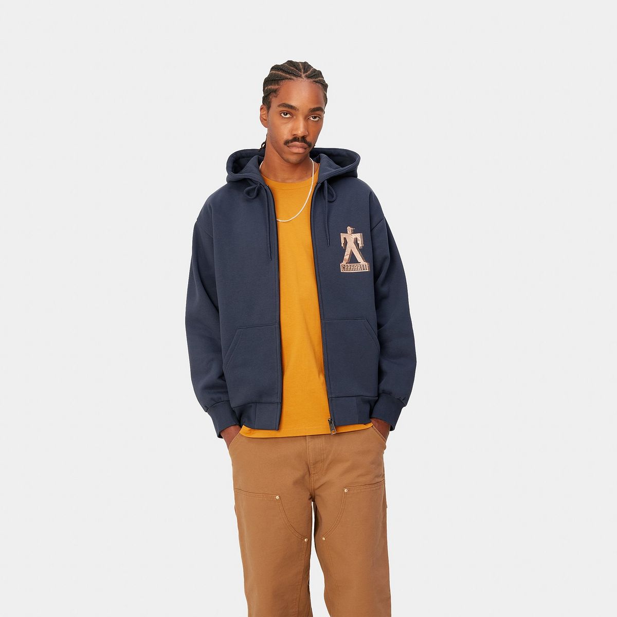 Takki Carhartt WIP Hooded Built Sweat Jacket Tummansininen | I032469_01_XX, 1