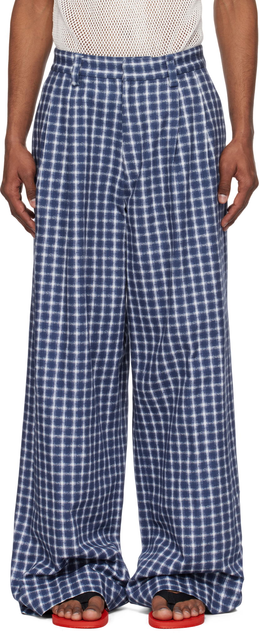 Housut ERL ERL Check Pleated Tailored Trousers Sininen | ERL10P038