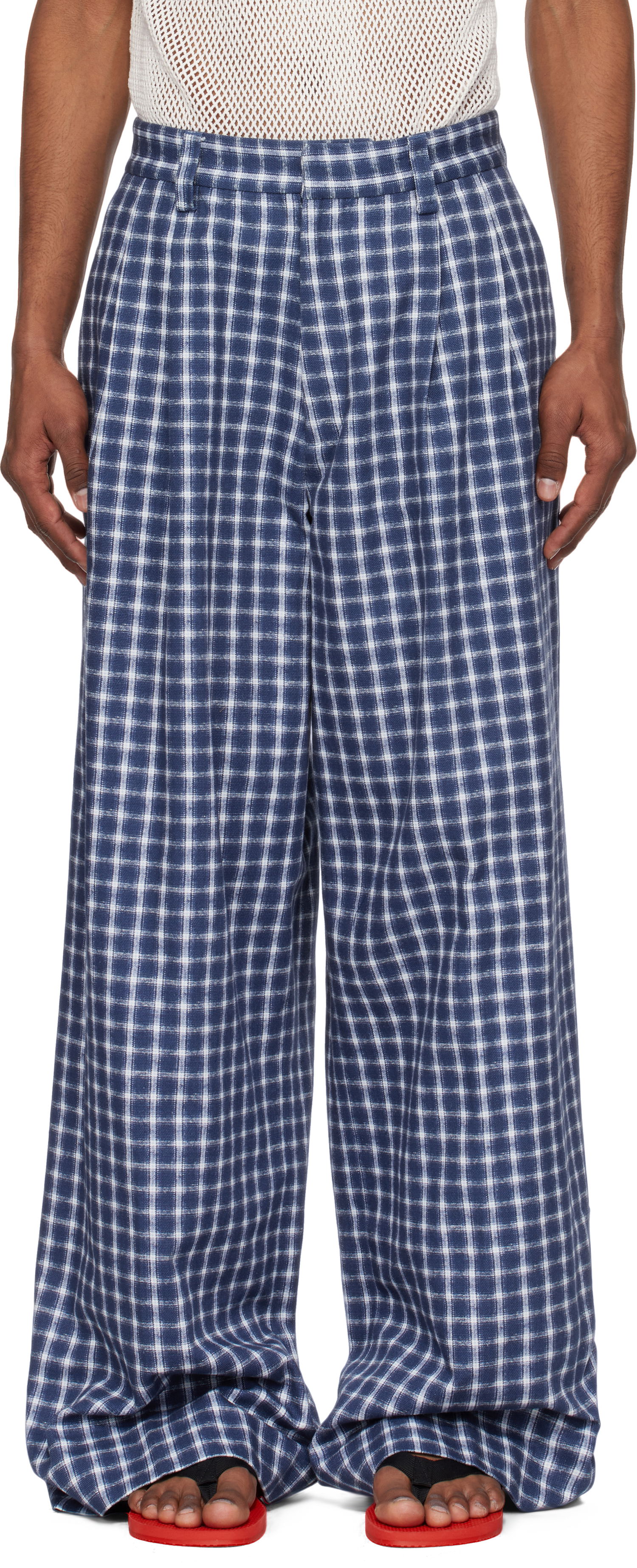 Housut ERL ERL Check Pleated Tailored Trousers Sininen | ERL10P038, 0