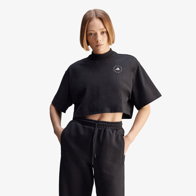 T-paita adidas Originals Stella McCartney Cropped Mock Neck T-Shirt Musta | JJ0080