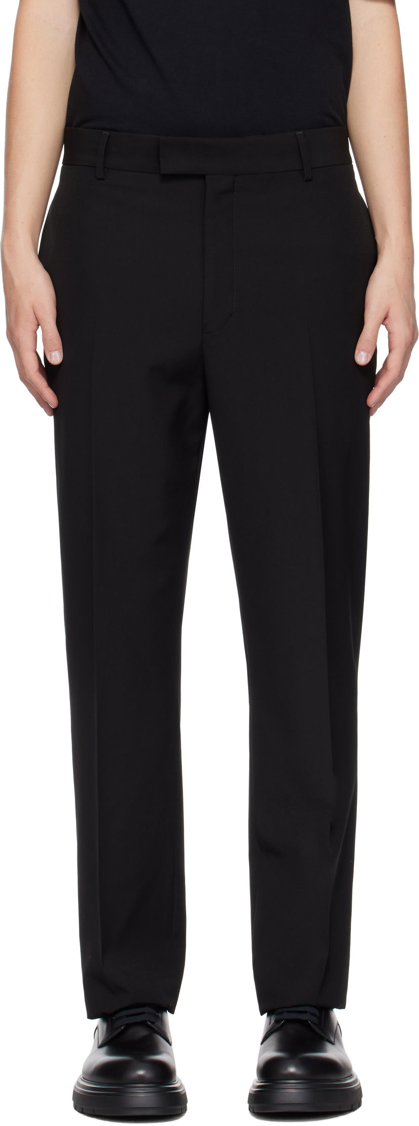 Housut FERRAGAMO Flat Front Trousers Musta | 776972