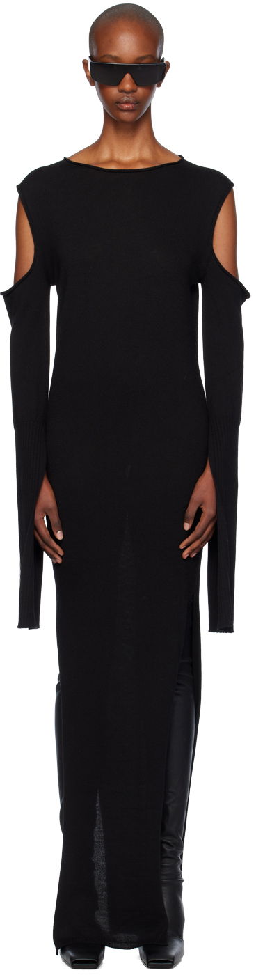 Mekko Rick Owens Rick Owens Porterville Cape Sleeve Maxi Dress Musta | RP02D3610 M
